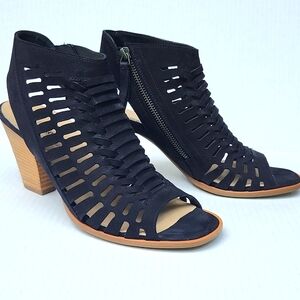 PAUL GREEN SUEDE CAGED PEEP TOE HEELS